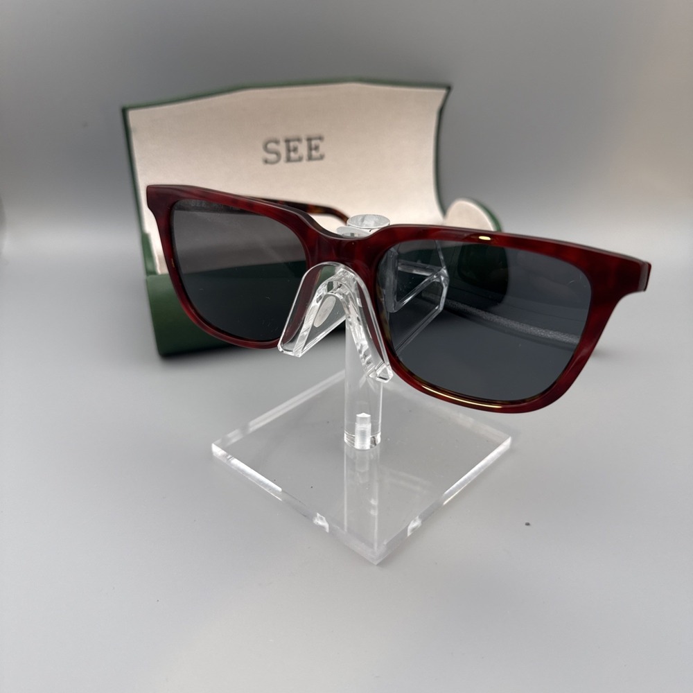 SEE 9651 Authentic Polarized Square Sunglasses Red Tortoiseshell 54-21 145 &Case